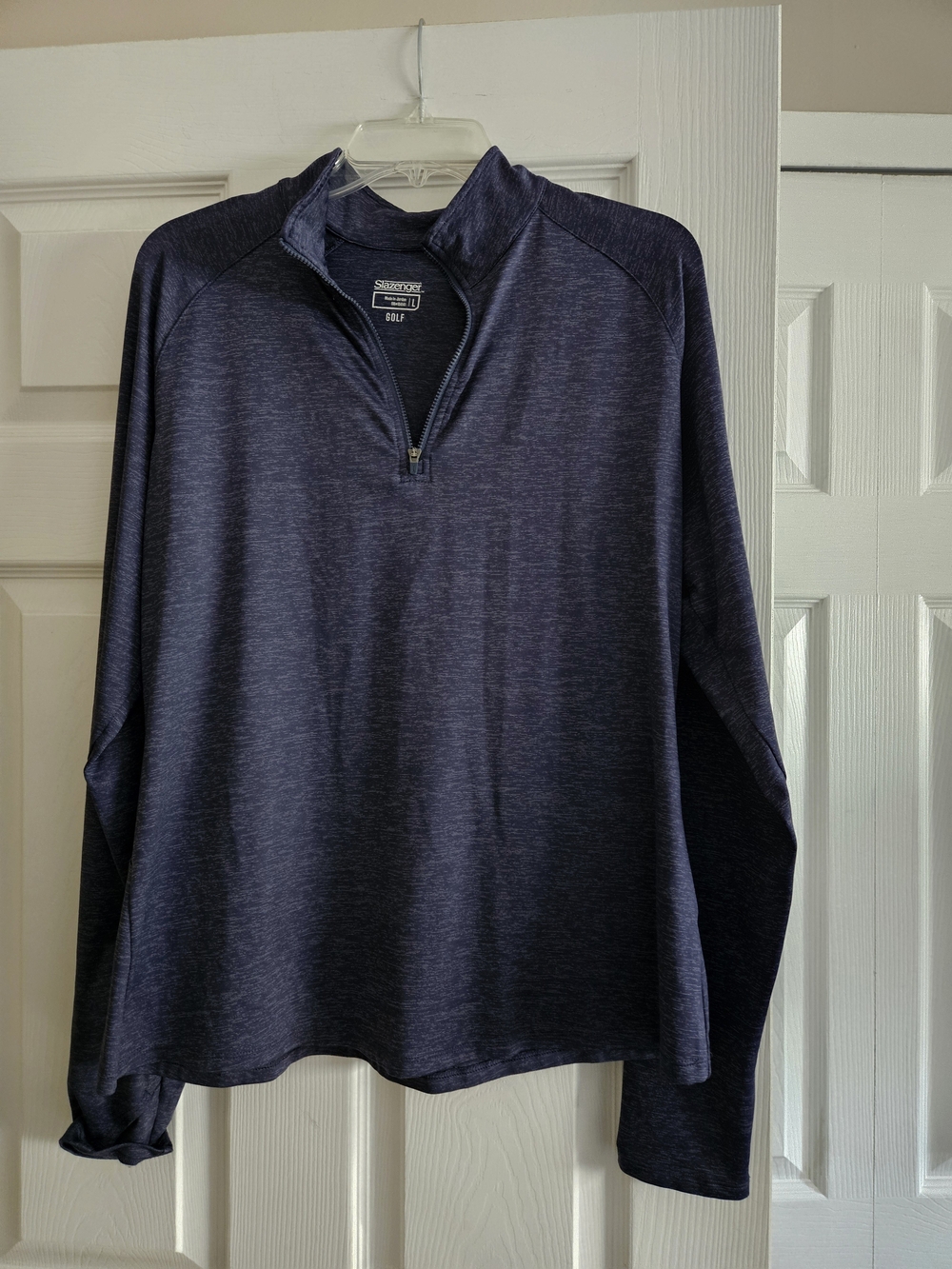 Slazenger Womens Navy Long-Sleeve Quarter-Zip Pullover. Size L